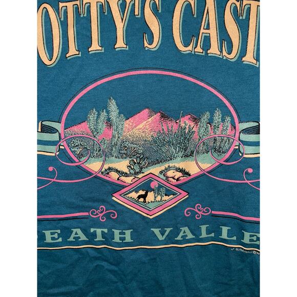 Vintage Scotty's Castle Death Valley Shirt Graphic Green Tee VTG L 90s Large - Picture 2 of 9
